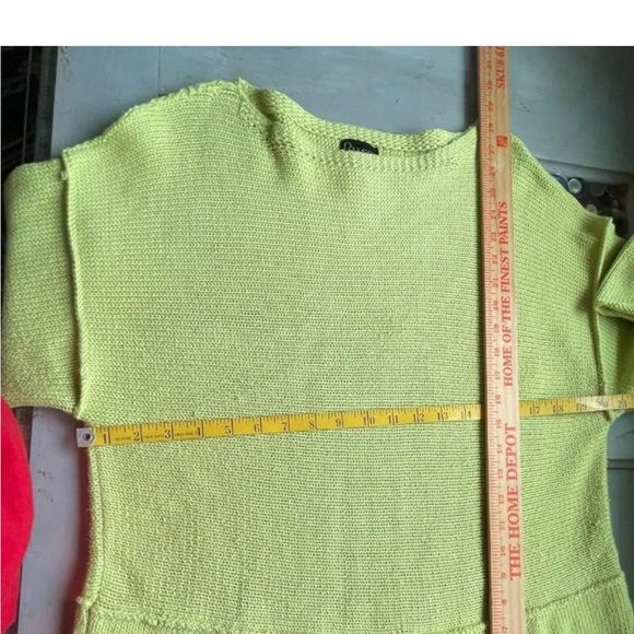 Pure Handknit Pullover Sweater 3/4 Sleeve Dropped Shoulder Green Women's L/XL - Picture 3 of 4